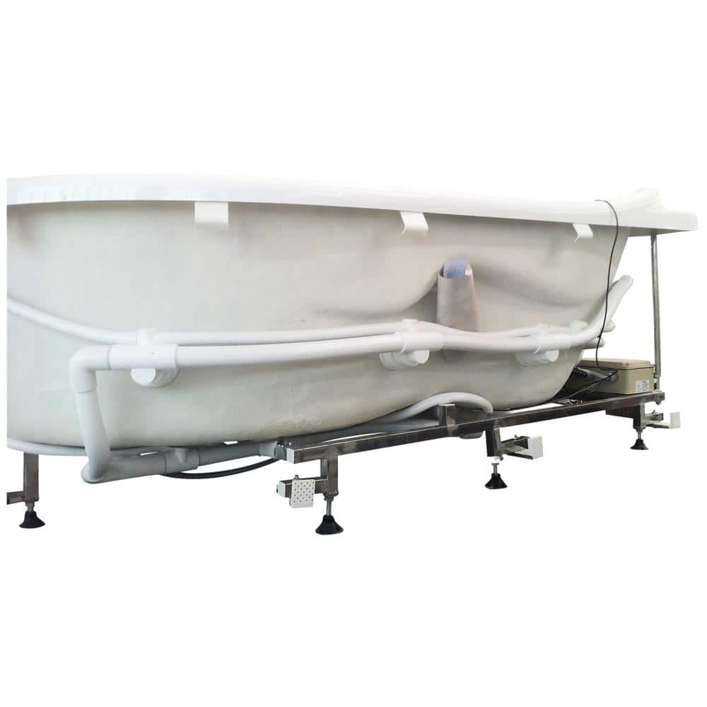 70.9'' White Acrylic Corner Whirlpool Bathtub with Faucet