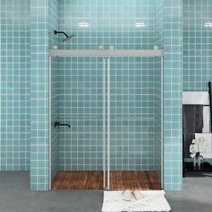 48 in. W x 76 in. H Sliding Frameless Shower Door in Chrome with Tempered Glass