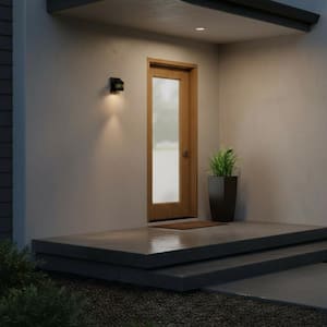 LARK Alex 1-Light Black Hardwired Outdoor Wall Lantern Sconce