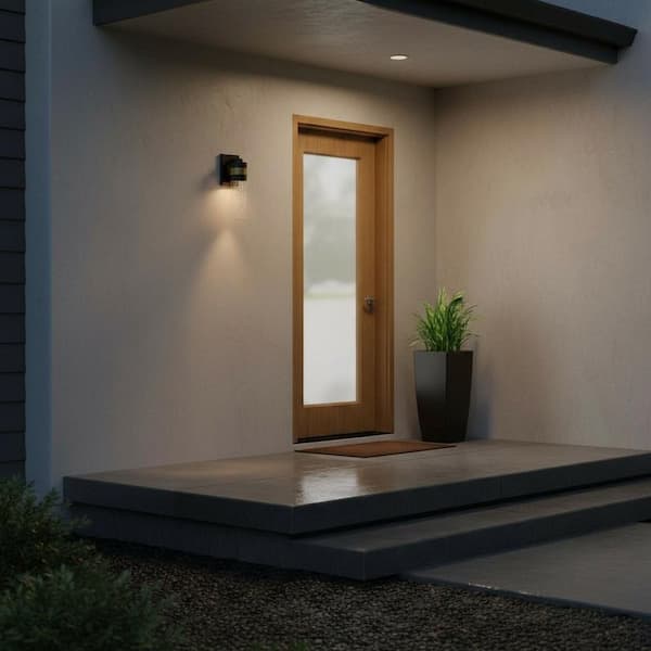 Albie 1-Light LED Black Hardwired Outdoor Wall Lantern Sconce