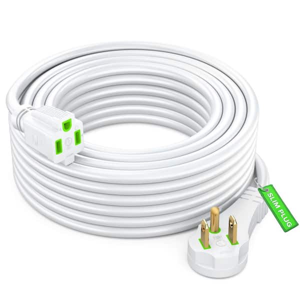 MAXIMM 25 ft. 14 / 3 Medium / Heavy Duty Indoor Extension Cord with Angled Plug, 15 Amps, White