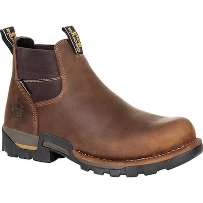 mens leather slip on work boots
