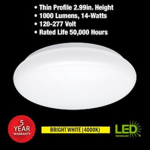 12 in. Round 120-Volt to 277-Volt LED Flush Mount Ceiling Light 1000 Lumens 4000K Bright White (8-Pack)