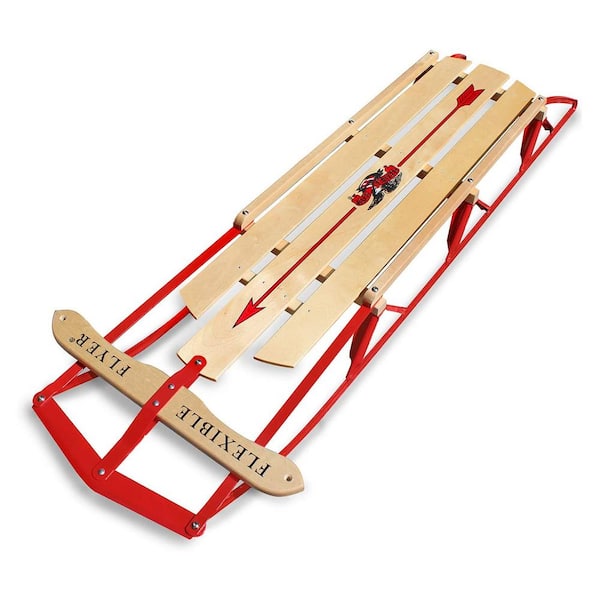 Unbranded 60 in. Flexible Flyer Metal Runner Steel and Wood Snow Slider Sled