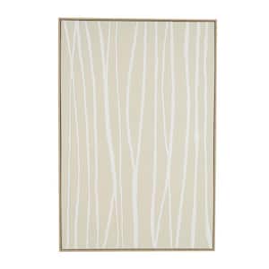 1- Panel Abstract Vertical Line Framed Wall Art Print with Brown Wooden Frame 49 in. x 33 in.