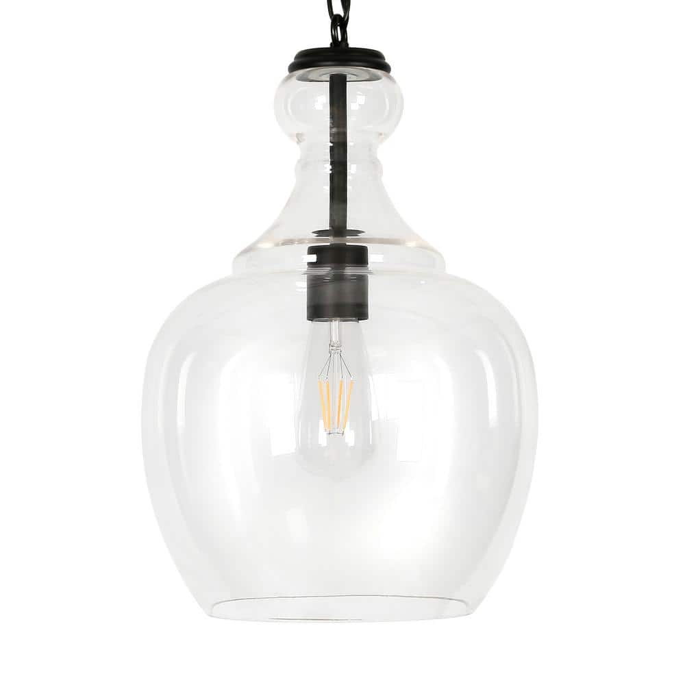 Coastal Beach Cottage 11" Brass and Clear Glass Pendant Light