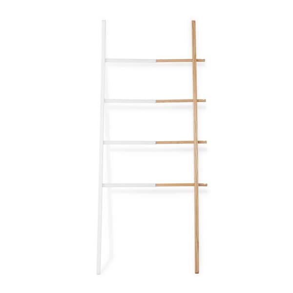Unbranded Hub 16 in. - 24 in. Ladder White/Natural Closet Rod