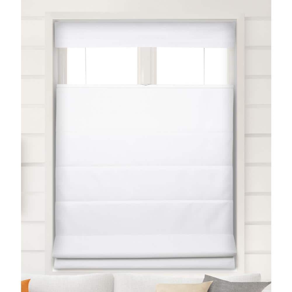 Pure White Cordless Fabric Blackout Roman Shade 29.5"W x 60"H