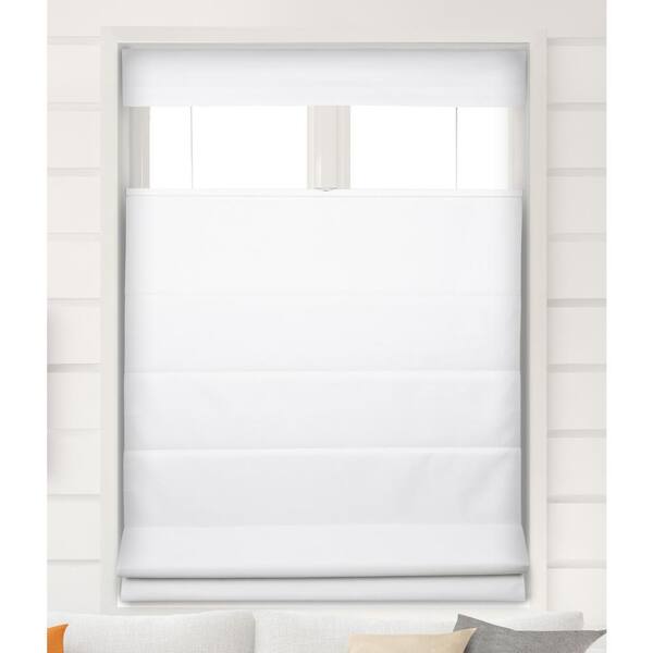 Arlo Blinds Pure White Cordless Top Down Bottom Up Room Darkening Fabric Roman Shades 31.5 in. W x 60 in. L