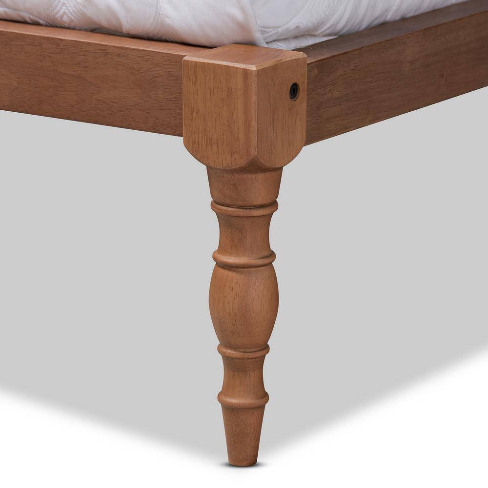 Walnut Brown Full/Double Wood Frame Platform Bed with Headboard