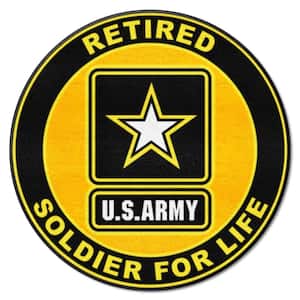 U.S. Army Yellow 2 ft. Round Indoor vinyl backing Tufted Solid Nylon Round -27 in. Diameter Area Rug