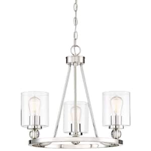 Studio 5 Collection 3-Light Polished Nickel Modern Chandelier with Clear Glass Shades