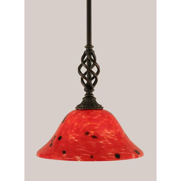 Unbranded Bridgewater 100 W 1-Light Dark Granite Standard Mini Pendant Light with Glass Shade
