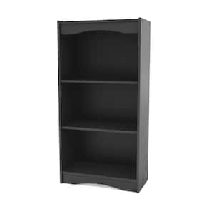 Hawthorn 48 in. Midnight Black Wood 3-shelf Standard Bookcase with Adjustable Shelves
