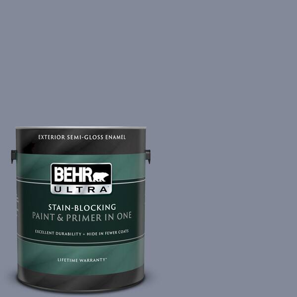 BEHR ULTRA 1 gal. #UL240-7 River Tour Semi-Gloss Enamel Exterior Paint and Primer in One