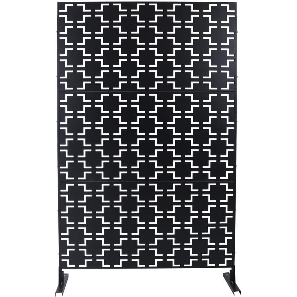 6.3 ft. x 4 ft. Black Steel Freestanding Flat Flat Top Decorative Privacy Screen Metal Fence Panel price history on PriceWatchPro