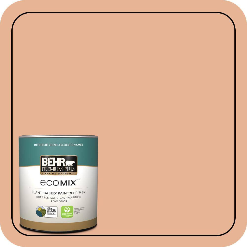 1 qt. #M210-4 Peach Shortcake Semi-Gloss Enamel EcoMix Plant-Based Interior Paint & Primer price history on PriceWatchPro