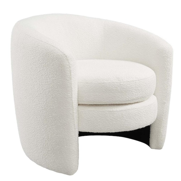 MODWAY Affinity Upholstered Boucle Fabric Curved Back Armchair in Cloud