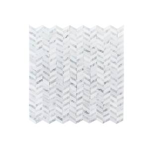 Lakeview White 12.125 in. x 12 in. Chevron Polished Marble Wall and Floor Mosaic Tile (10.10 sq. ft./Case)