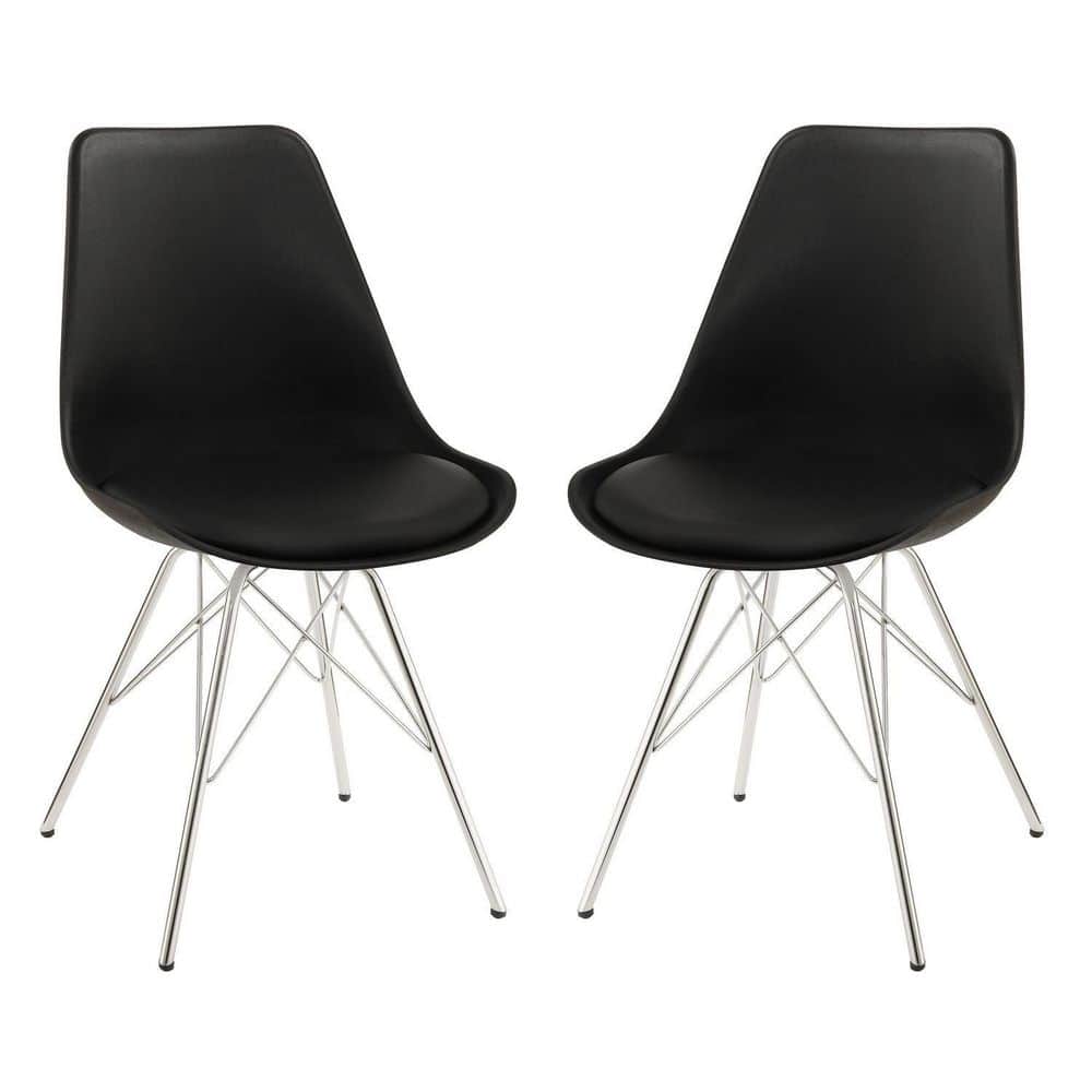 Chrome/Black Leather Upholstered Metal Frame Dining Chair, Set of 2, Sturdy Dining Chair for Dining Rooms price history on PriceWatchPro