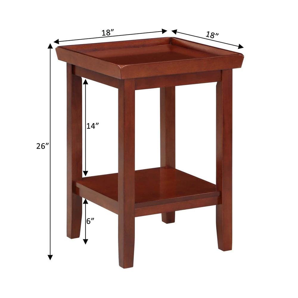 Mahogany 18" Rectangular End Table with Shelves