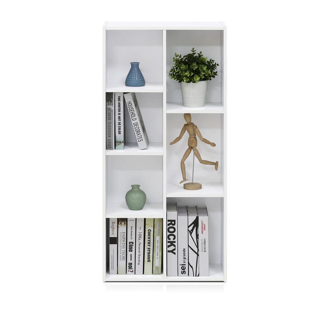 Contemporary White Wood 7-Cube Floor Mount Storage Shelf for Kids