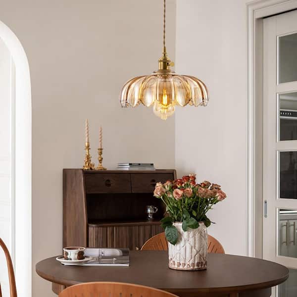 OUKANING 40-Watt 1-Light Gold Modern Pendant-Light with