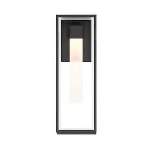18 in. Black Outdoor Hardwire Wall Lantern Sconce with Integrated LED