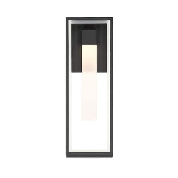 Easylite 18 in. Black Outdoor Hardwire Wall Lantern Sconce with Integrated LED