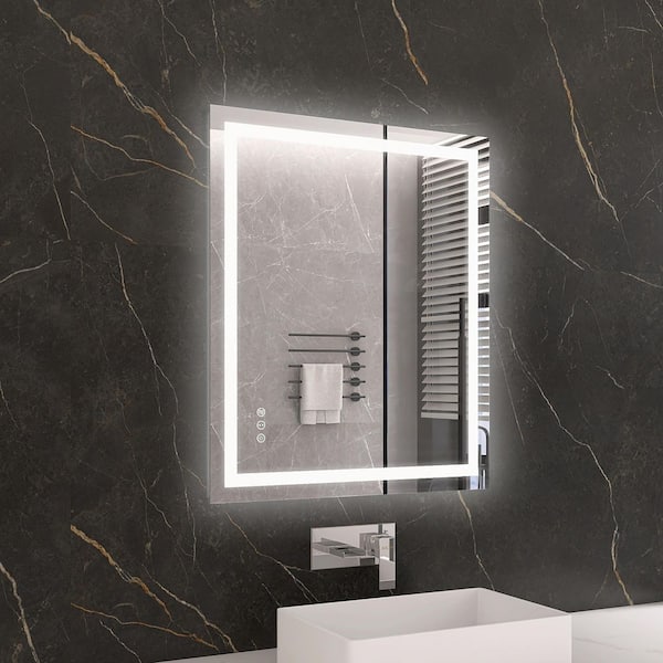 KariMo 30 in. W x 36 in. H Rectangular Frameless Wall Bathroom Vanity Mirror with Backlit Front Light, Dimmable