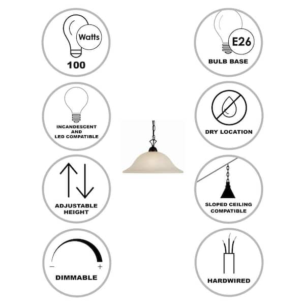 Aspen 1-Light Oil Rubbed Bronze Pendant Light Fixture with Bell Shaped Marbleized Glass Shade