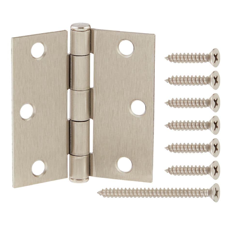 3 in. Square Radius Satin Nickel Squeak-Free Door Hinge