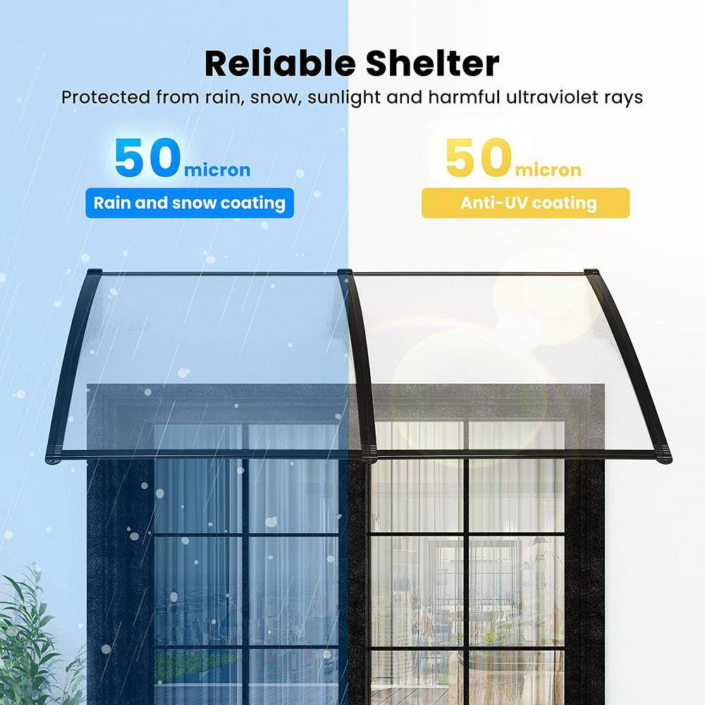 Modern Black and Clear Aluminum Plastic Retractable Awning