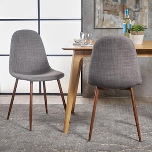 Raina Light Grey and Dark Brown Fabric Dining Chairs (Set of 2)