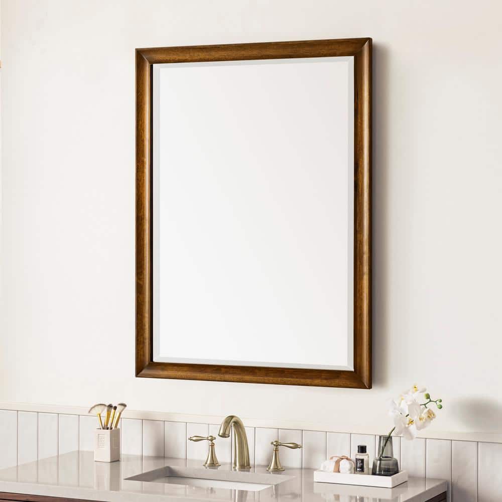 Glenbrooke 40" x 30" Natural Walnut Wood Rectangular Mirror