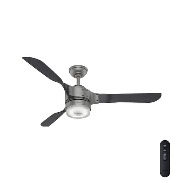 Hunter Apache Wifi Enabled Apple Homekit Google Home Alexa 54 In Indoor Matte Silver Ceiling Fan With Light Kit And Remote 59381 The