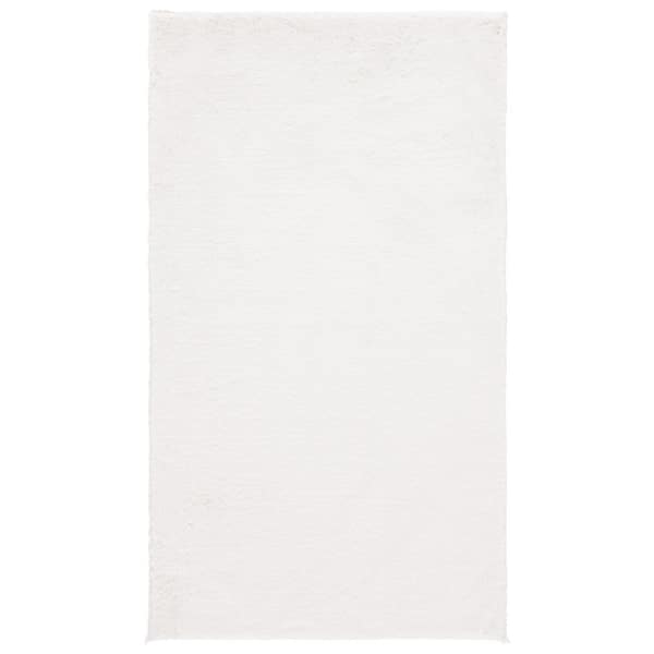 SAFAVIEH Faux Fur Ivory 3 ft. x 5 ft. Machine Washable Solid Area Rug