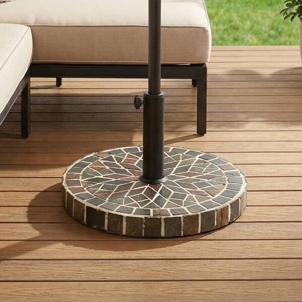 base for curved patio umbrella Designed for patios Black Resin Half-Round Patio Umbrella