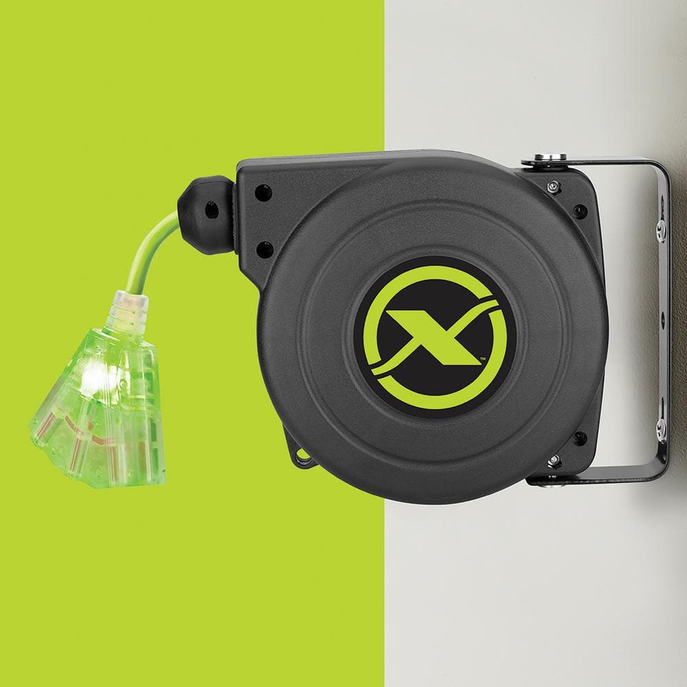 Flexzilla 25 ft. Retractable Extension Cord Reel with Lighted Triple Tap