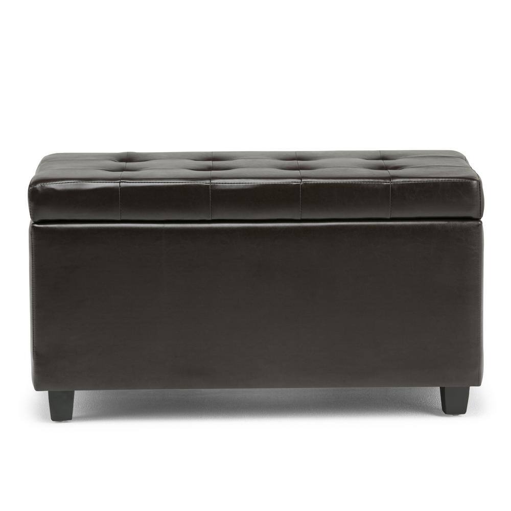 Tanners Brown Tufted Faux Leather Storage Footstool
