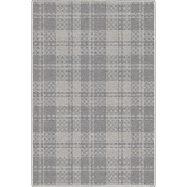 Well Woven Light Grey 3 ft. 3 in. x 5 ft. Apollo Plaid Farmhouse Geometric Area Rug