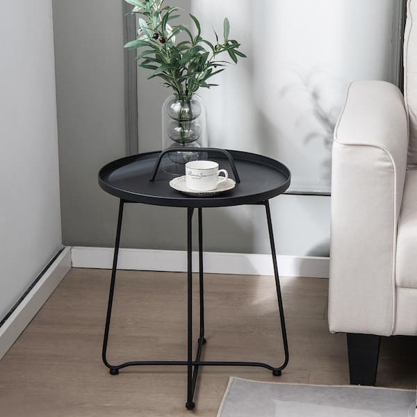 Outdoor Metal Patio End Side Table Weather Resistant for Garden Balcony Yard