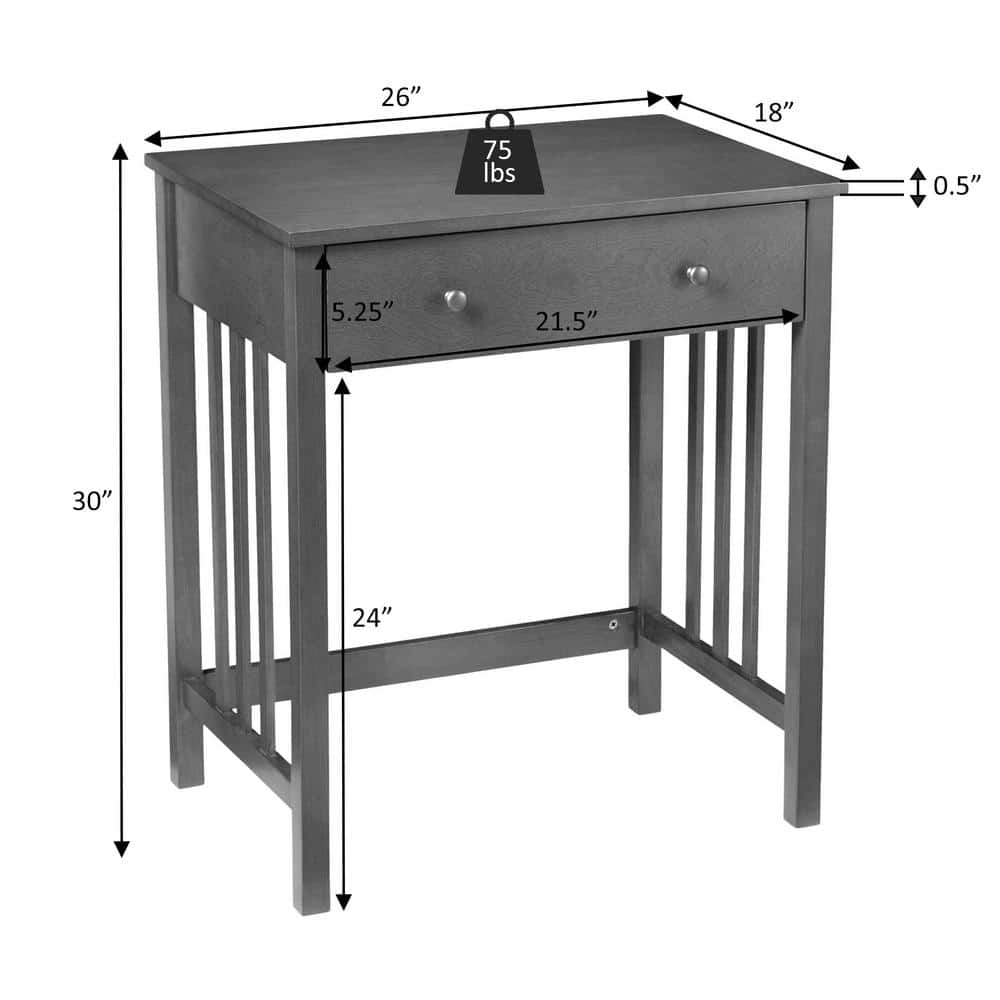 Espresso Solid Ash Veneer 26" Computer Desk with Keyboard Tray and Drawer