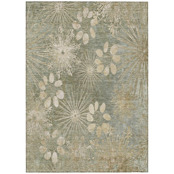 Chantille Machine Washable Indoor/Outdoor Abstract ACN2225 Sage 8 ft. x 10 ft. Area Rug