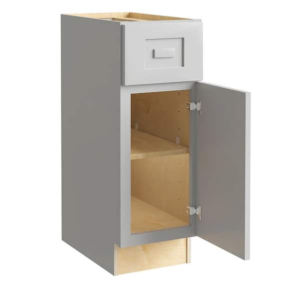 Grayson 12 in. W x 24 in. D x 34.5 in. H Assembled Plywood Base Kitchen Cabinet in Pearl Gray with Soft Close RH
