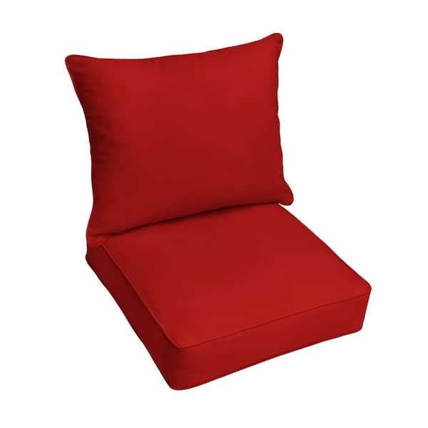 SORRA HOME 30 in. x 27 in. x 31 in. Deep Seating Outdoor Pillow and Cushion Set in Sunbrella Canvas Jockey Red
