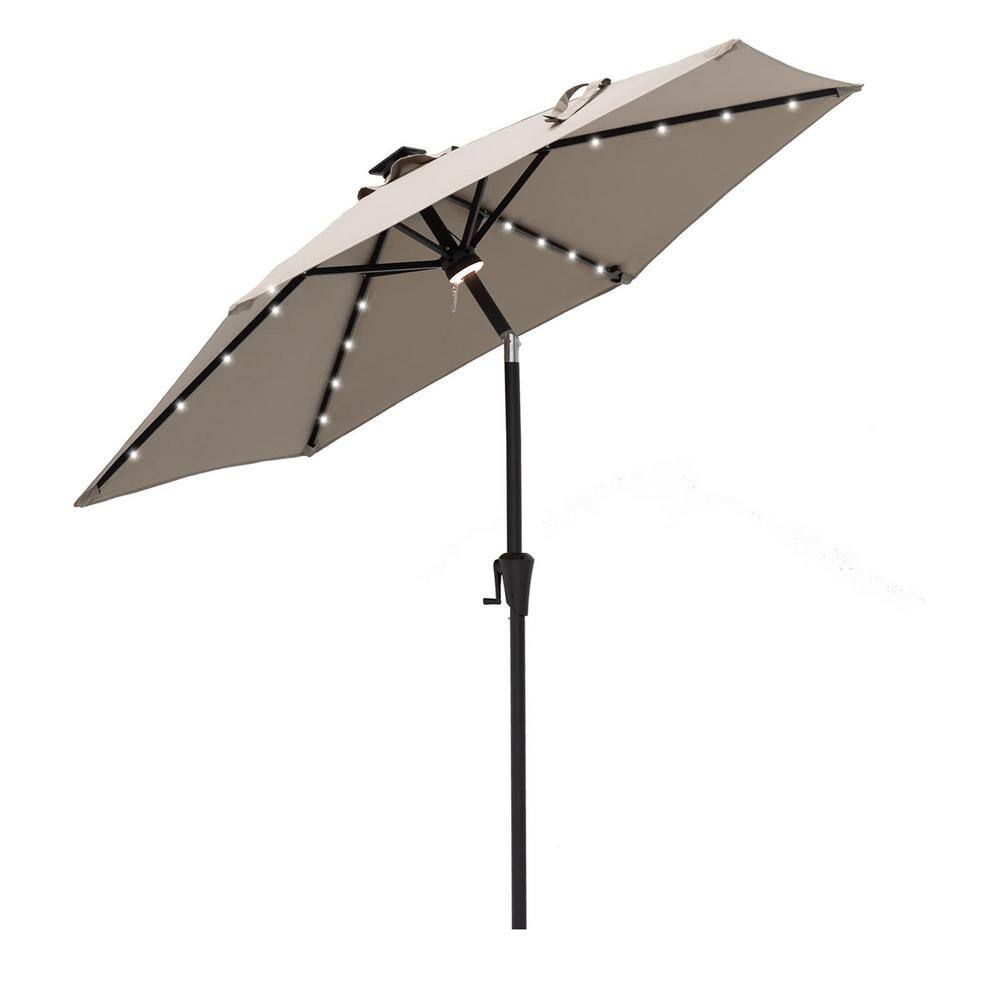 9 ft. Steel Outdoor Market Patio UV Resistant Umbrella, in Beige Color, wit