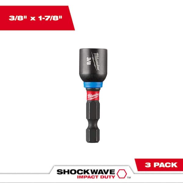 Milwaukee SHOCKWAVE Impact Duty 3/8 in. x 1-7/8 in. Alloy Steel Magnetic Nut Driver (3-Pack)