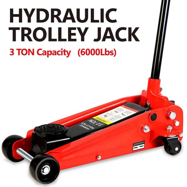 Big Red 3-Ton Trolley Floor Jack with Saddle Extension Adapter