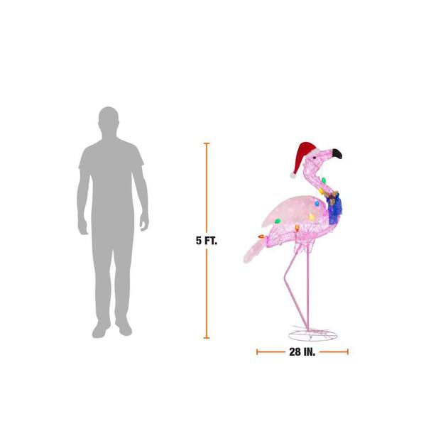 Home Accents Holiday 5 ft. LED Flamingo Holiday Yard Decoration 23RT42619113